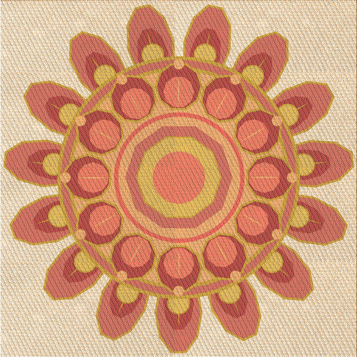 Round Patterned Orange Red Orange Rug, pat1907org