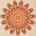 Round Patterned Orange Red Orange Rug, pat1907org