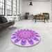 Round Patterned Blossom Pink Rug in a Office, pat1907pur