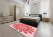 Round Machine Washable Transitional Pastel Pink Rug in a Office, wshpat1907rd