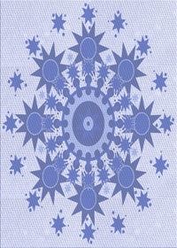 Machine Washable Transitional Blue Rug, wshpat1908blu