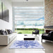 Machine Washable Transitional Blue Rug in a Kitchen, wshpat1908blu