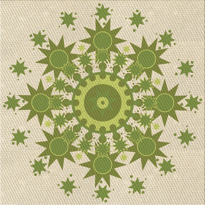 Round Patterned Khaki Gold Rug, pat1908brn