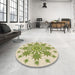 Round Patterned Khaki Gold Rug in a Office, pat1908brn