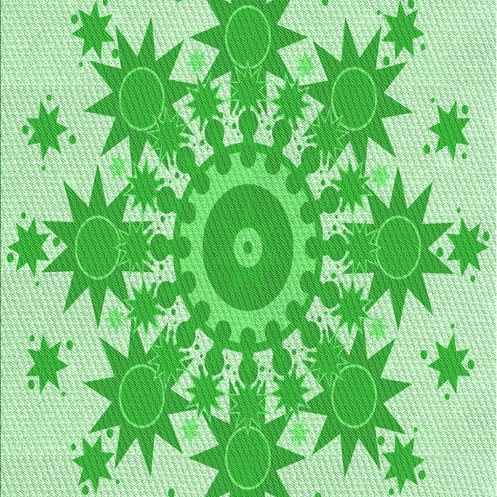 Machine Washable Transitional Green Rug, wshpat1908grn