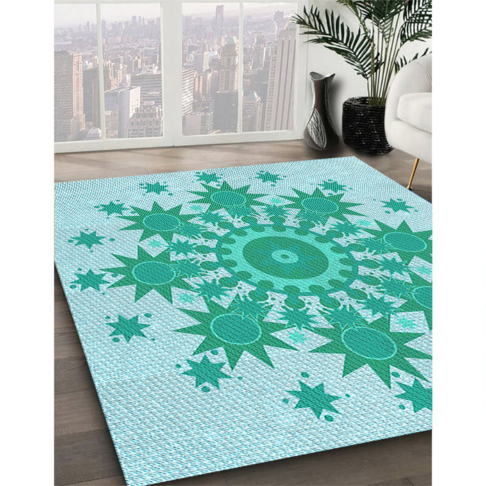 Machine Washable Transitional Blue Rug in a Family Room, wshpat1908lblu