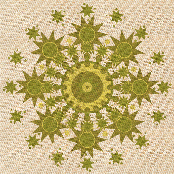 Round Patterned Khaki Gold Rug, pat1908org