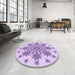 Round Patterned Blossom Pink Rug in a Office, pat1908pur