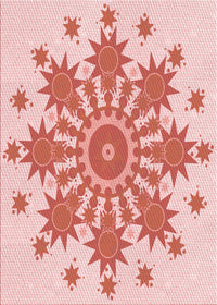 Machine Washable Transitional Orange Rug, wshpat1908rd