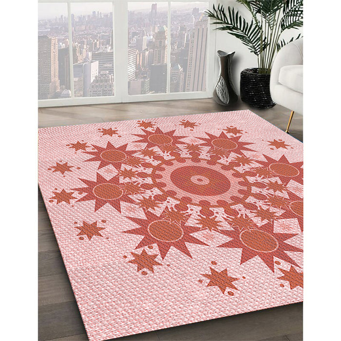 Machine Washable Transitional Orange Rug in a Family Room, wshpat1908rd