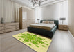 Round Machine Washable Transitional Pistachio Green Rug in a Office, wshpat1908yw