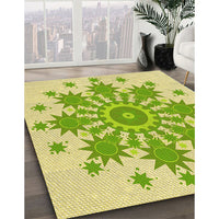 Patterned Pistachio Green Rug, pat1908yw