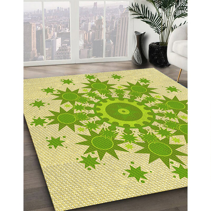 Machine Washable Transitional Pistachio Green Rug in a Family Room, wshpat1908yw
