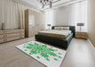 Machine Washable Transitional Green Rug in a Bedroom, wshpat1908