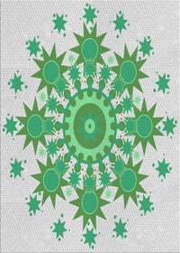 Machine Washable Transitional Green Rug, wshpat1908