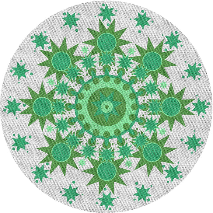 Sideview of Patterned Green Novelty Rug, pat1908