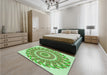 Patterned Green Rug in a Bedroom, pat1909grn