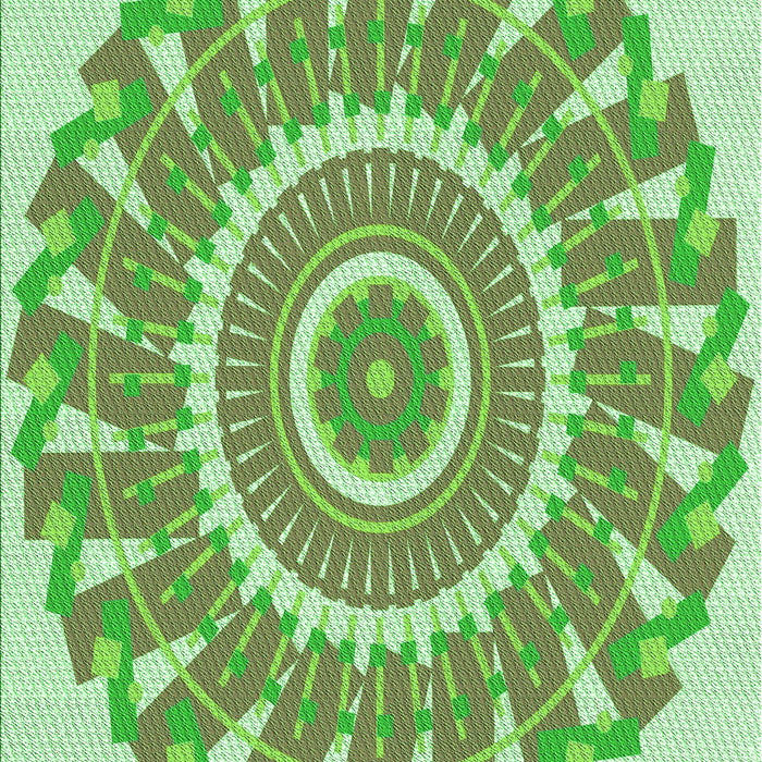 Machine Washable Transitional Green Rug, wshpat1909grn