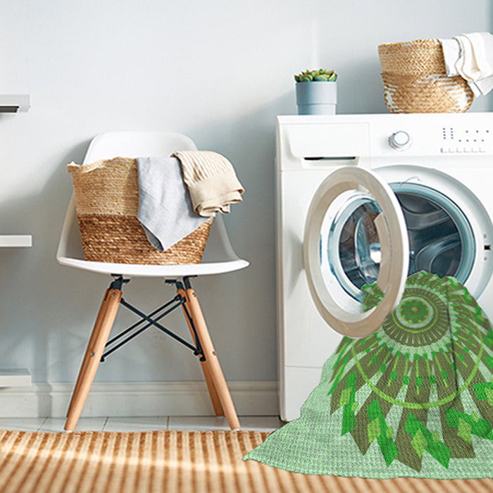 Machine Washable Transitional Green Rug in a Washing Machine, wshpat1909grn