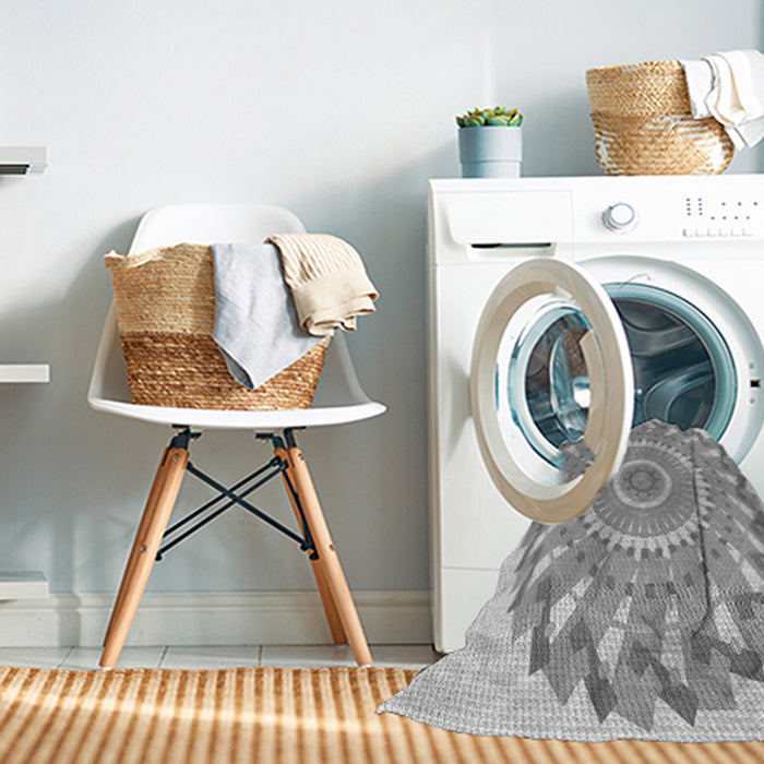 Machine Washable Transitional Gunmetal Gray Rug in a Washing Machine, wshpat1909gry