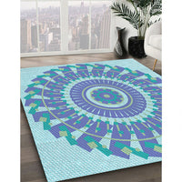 Patterned Silk Blue Rug, pat1909lblu