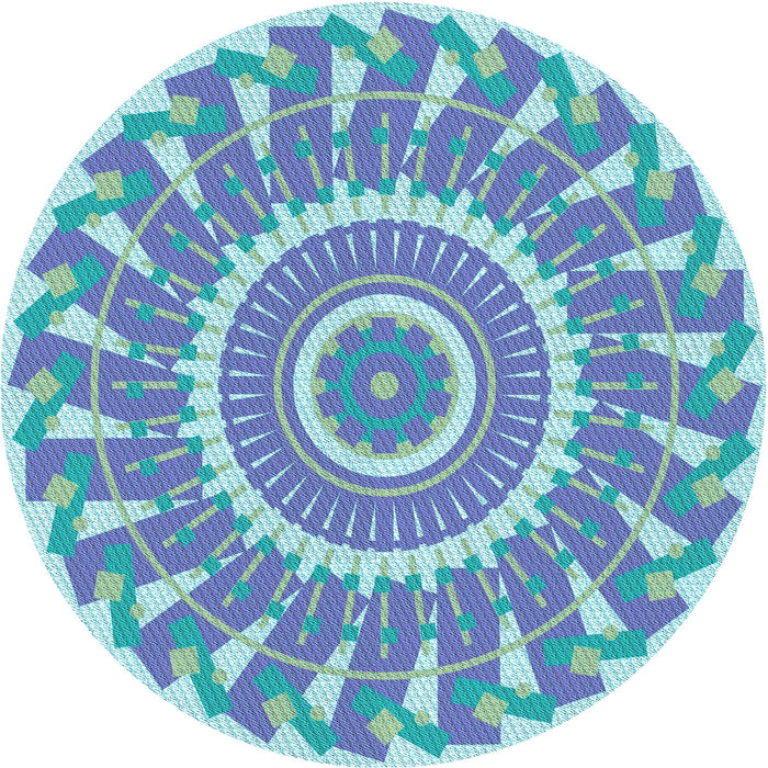 Square Patterned Silk Blue Rug, pat1909lblu