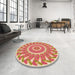 Round Patterned Red Rug in a Office, pat1909org