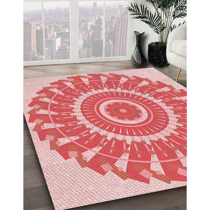Machine Washable Transitional Pink Rug in a Family Room, wshpat1909rd
