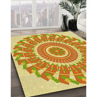 Patterned Neon Orange Rug, pat1909yw