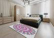 Machine Washable Transitional Platinum Silver Gray Rug in a Bedroom, wshpat1909