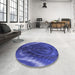 Round Patterned Cobalt Blue Rug in a Office, pat191blu