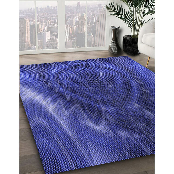 Machine Washable Transitional Cobalt Blue Rug in a Family Room, wshpat191blu