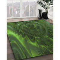 Patterned Dark Lime Green Rug, pat191grn