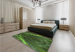 Patterned Dark Lime Green Rug in a Bedroom, pat191grn