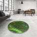 Round Patterned Dark Lime Green Rug in a Office, pat191grn