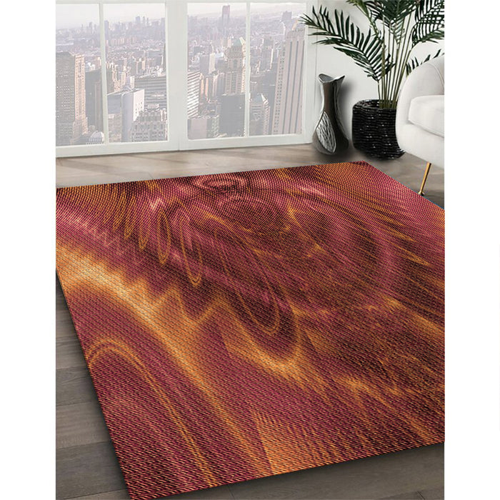 Machine Washable Transitional Orange Red Orange Rug in a Family Room, wshpat191org