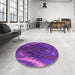 Round Patterned Bright Purple Rug in a Office, pat191pur