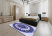 Patterned Deep Periwinkle Purple Rug in a Bedroom, pat1910blu