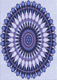 Machine Washable Transitional Deep Periwinkle Purple Rug, wshpat1910blu