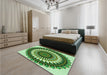 Patterned Pastel Green Rug in a Bedroom, pat1910grn