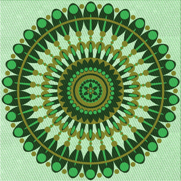Round Patterned Pastel Green Rug, pat1910grn
