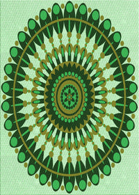 Machine Washable Transitional Pastel Green Rug, wshpat1910grn