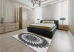 Patterned Platinum Silver Gray Rug in a Bedroom, pat1910gry