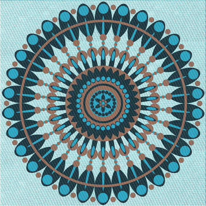Round Machine Washable Transitional Blue Rug, wshpat1910lblu