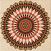 Round Patterned Tomato Red Rug, pat1910org