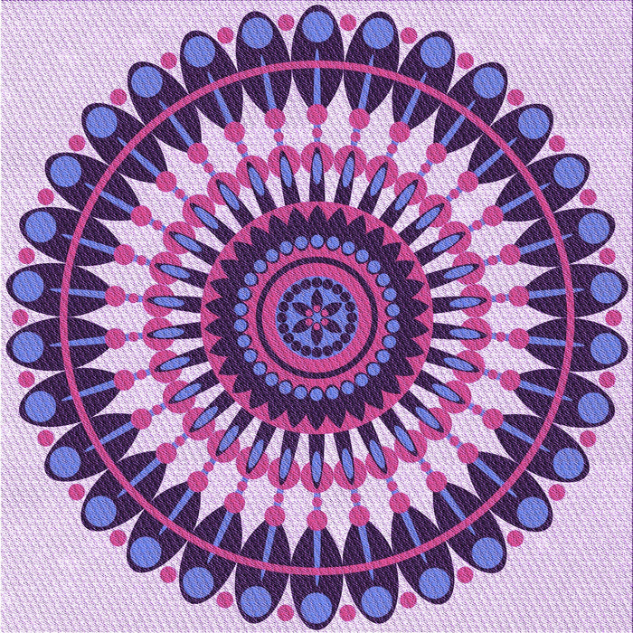 Round Patterned Dark Magenta Purple Rug, pat1910pur