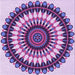 Round Machine Washable Transitional Dark Magenta Purple Rug, wshpat1910pur