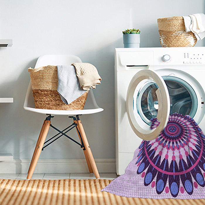 Machine Washable Transitional Dark Magenta Purple Rug in a Washing Machine, wshpat1910pur