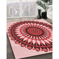 Patterned Pastel Pink Rug, pat1910rd