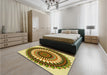 Patterned Dark Bronze Brown Rug in a Bedroom, pat1910yw